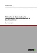 Motive Fur Die Wahl Des Berufes Techniklehrerin / Berufschullehrerin Im Berufsfeld Metall