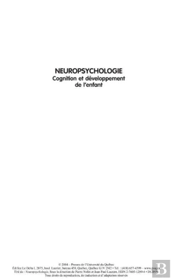 Bertrand.pt - Neuropsychologie. Cognition Et Developpement De L Enfant