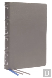 Nkjv, Reference Bible, Classic Verse-By-Verse, Center-Column, Genuine Leather, Gray, Red Letter, Thumb Indexed, Comfort Print