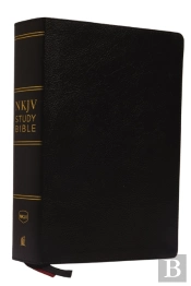 Nkjv Study Bible, Premium Bonded Leather, Black, Thumb Indexed, Comfort Print