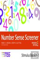 Number Sense Screener (Nss) K-1, Research Edition