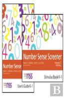 Number Sense Screener (Nss) K-1, Research Edition