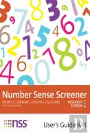 Number Sense Screener (Nss) K-1, Research Edition