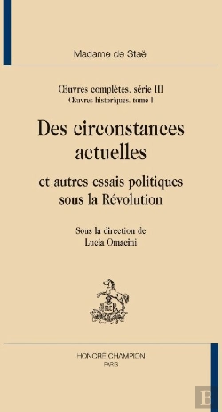 Bertrand.pt - Oeuvres Historiques T.1 ; Des Circonstances Actuelles Et Autres Essais Politiques Sous La Révolution