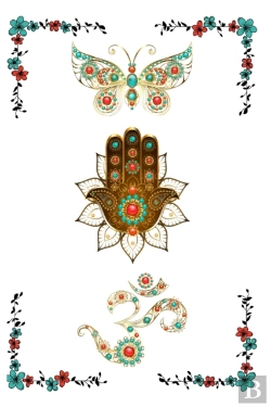Bertrand.pt - Om Hamsa Butterfly Design Lined Notebook