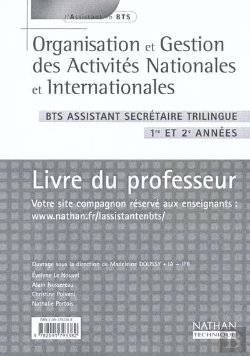 Bertrand.pt - Organisation Gestion Act N/I Bts Assistante Trilingue ; Professeur ; Edition 2003