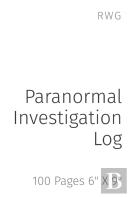 Paranormal Investigation Log