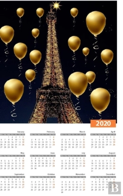 Bertrand.pt - Paris Eiffel Tower 2020 Calendar Creativ