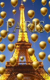 Paris Eiffel Tower Blue Sky  Gold Balloons  Blank Journal
