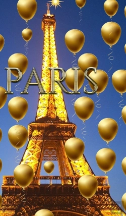 Bertrand.pt - Paris Eiffel Tower Blue Sky  Gold Balloons  Blank Journal