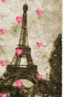Paris Eiffel Tower  Pink Hearts Vintage Creative Blank  Page Journal