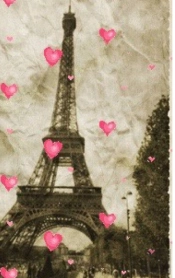 Paris Eiffel Tower  Pink Hearts Vintage Creative Blank  Page Journal