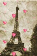 Paris Eiffel Tower  Pink Hearts Vintage Creative Blank  Page Journal