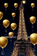 Paris Themed  Eiffel Tower   Gold Ballon Birthday Blank  Guestbook