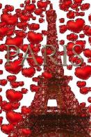 Paris Valentine'S Glitter  Red  Hearts Eiffel Tower Creative  Blank Journal