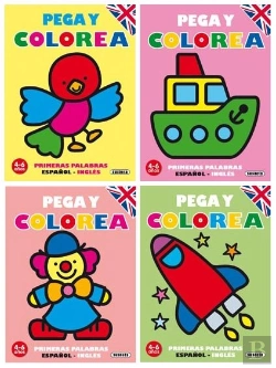 Bertrand.pt - Pega Y Colorea. Primeras Palabras Español - Inglés (4 Títulos)