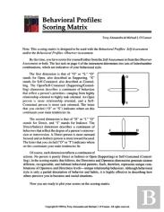 People Smarts - Behavioral Profiles, Scoring Matrix Pamphlet