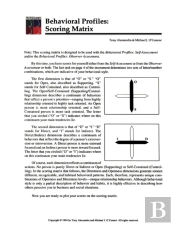 People Smarts - Behavioral Profiles, Scoring Matrix Pamphlet
