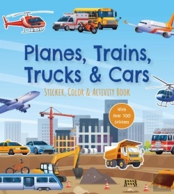 Bertrand.pt - Planes, Trains, Trucks & Cars Sticker, Color & Activity Book