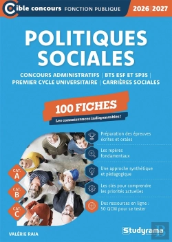 Bertrand.pt - Politiques Sociales - 100 Fiches (Catégories A, B Et C) : Concours Administratifs  - Bts Esf Et Sp3s - Premier Cycle Universitaire - Carrières Sociales (Édition 2026/2027)