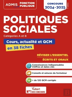 Bertrand.pt - Politiques Sociales : Cours, Actualité Et Qcm ; Concours De Catégories A Et B ; L'Essentiel En 38 Fiches ; Concours 2024-2025