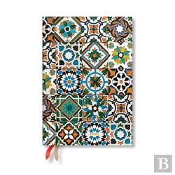 Bertrand.pt - Porto (Portuguese Tiles) Midi 12-Month Day-At-A-Time Hardback Dayplanner 2025 (Elastic Band Closure)