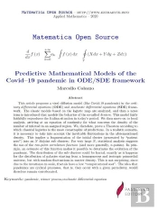 Predictive Mathematical Models Of The Covid19 Pandemic In Ode/Sde Framework