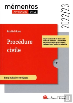 Bertrand.pt - Procédure Civile : Intègre Le Décret Du 25 Février 2022 Favorisant Le Recours À La Médiation, Portant Application De La Loi Pour La Confiance Dans L'Institution Judiciaire (19e Édition)