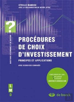 Bertrand.pt - Procédures De Choix D'Investissement ; Principes Et Applications