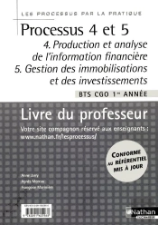 Processus 4 Et 5 ; Bts Cgo 1ère Année ; 4.Production Et Analyse De L'Information Financière ; 5.Gestion Des Immobilisations Et Des Investissements ; Livre Du Professeur