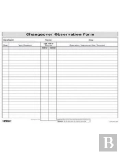 Quick Changeover: Observation Form