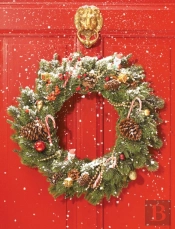 Red Door Wreath Embellished Notecards