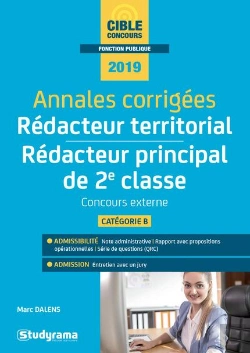 Bertrand.pt - Rédacteur Territorial, Rédacteur Principal De 2e Classe ; Annales Corrigées ; Concours Externe ; Catégorie B (Concours 2019)