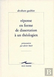 Réponse En Forme De Dissertation À Un Théologien
