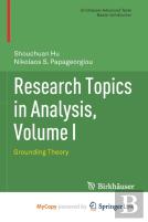 Research Topics In Analysis, Volume I