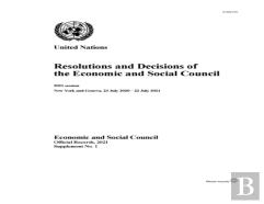 Resolutions And Decisions Of The Economic And Social Council: 2021 Session