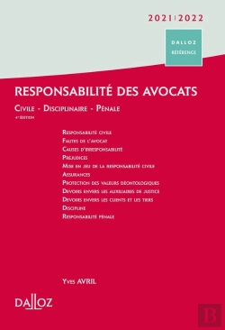 Bertrand.pt - Responsabilité Des Avocats ; Civile, Disciplinaire, Pénale (Édition 2021/2022)
