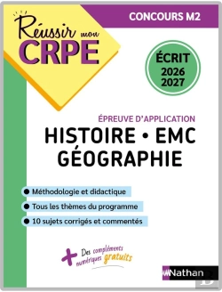 Bertrand.pt - Réussir Mon Crpe : Histoire-Emc-Géographie ; Épreuve Écrite D'Application ; Concours M2 (Édition 2026/2027)