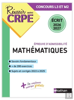 Bertrand.pt - Réussir Mon Crpe : Mathématiques ; Épreuve D'Admissibilité ; Écrit ; Concours L3 Et M2 (Édition 2026/2027)