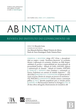 Bertrand.pt - Revista Do Instituto Do Conhecimento Ab Instantia - Outubro 2013, Ano I, N.º 2, Semestral