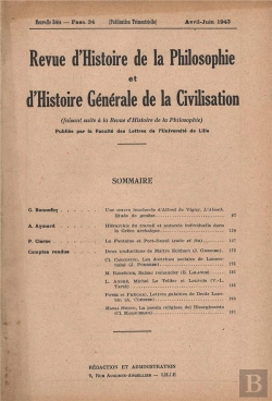 Bertrand.pt - Revue D'Histoire De La Philosophie Et D'Histoire Generale De La Civilisation/Avr