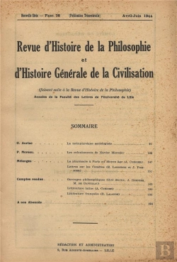 Bertrand.pt - Revue D'Histoire De La Philosophie Et D'Histoire Generale De La Civilisation/Avr