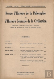 Revue D'Histoire De La Philosophie Et D'Histoire Generale De La Civilisation/Oct