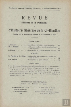 Bertrand.pt - Revue D'Histoire De La Philosophie Et D'Histoire Generale De La Civilisation/Oct