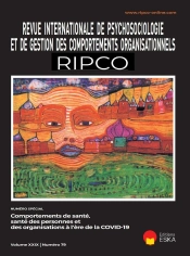 Revue Internationale De Psychosociologie Et De Gestion Des Comportements Organisationnels Tome 79 : Comportement De Santé, Santé Des Personnes Des Organisations À L'Ère De La Covid-19