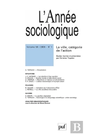 Revue L'Annee Sociologique T.58; La Ville, Catégorie De L'Action