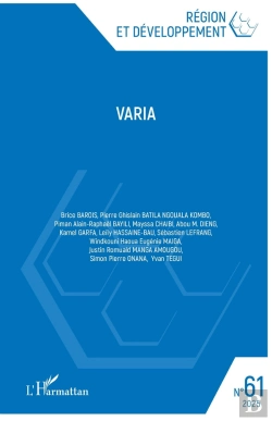 Bertrand.pt - Revue Région Et Développement Tome 61 : Varia