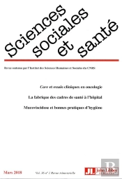 Revue Sciences Sociales Et Sante. Vol 36 - N1/2018
