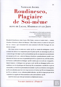 Bertrand.pt - Roudinesco, Plagiaire De Soi-Même ; Lacan, Maurras Et Les Juifs