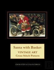 Santa With Basket: Vintage Art Cross Sti